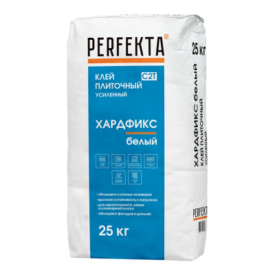 Клей плиточный усиленный Perfekta Хардфикс С2 Т (48)* (белый, 25 кг)