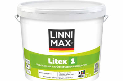 Краска водно-дисперсионная для внутренних работ LINNIMAX Litex 1 / ЛИННИМАКС Литекс 1 (База 1 (9 л))