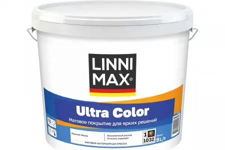 Краска водно-дисперсионная для внутренних работ LINNIMAX Ultra Color / ЛИННИМАКС Ультра Колор (База 1 (9 л))  - превью