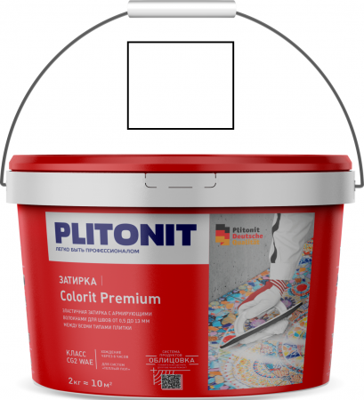 Затирка водонепроницаемая на цементной основе PLITONIT COLORIT Premium CG2 WAE (144 шт/пал) (белая, 2 кг)  - превью
